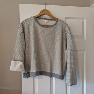 Gray Striped Pullover Top